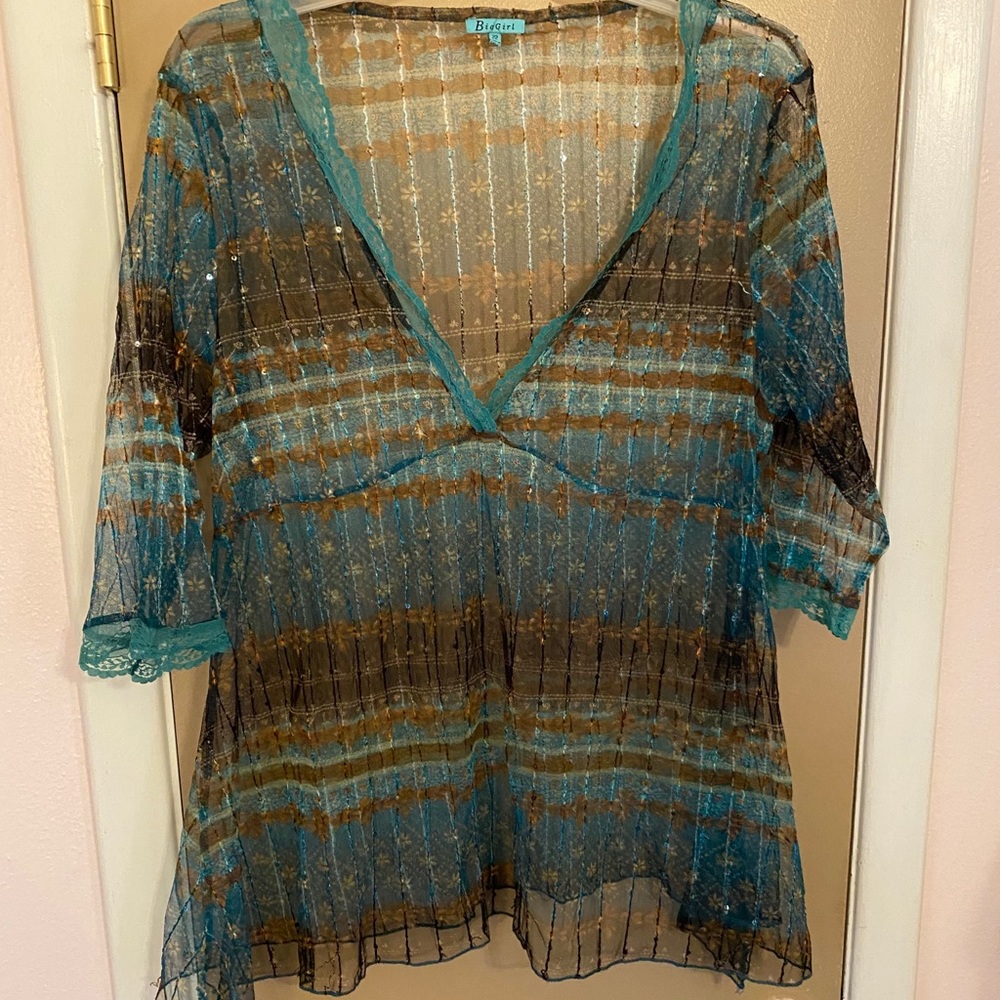 Sheer sequined shirt